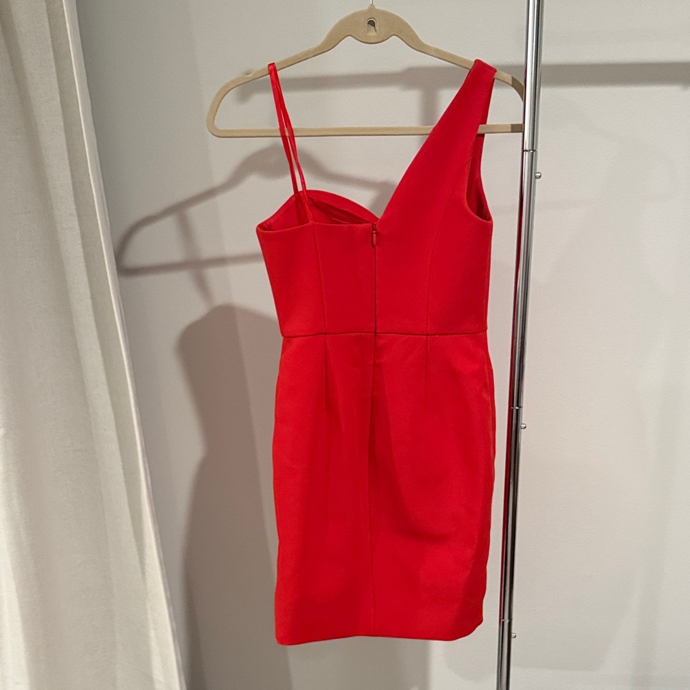 BCBGMaxAzria Vibrant Red One Shoulder Mini Dress - Picture 2 of 2